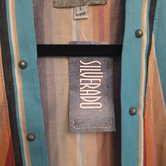 Silverado duster vest - multi color Large 100% cotton NWT $280 - Picture 2 of 6